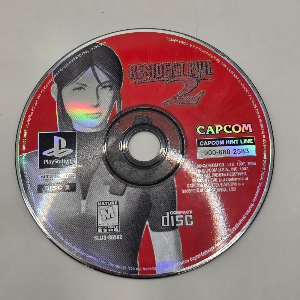 Capcom Resident Evil 2 PS1 Disc 2 Claire Redfield SLUS-00592 PlayStation Horror